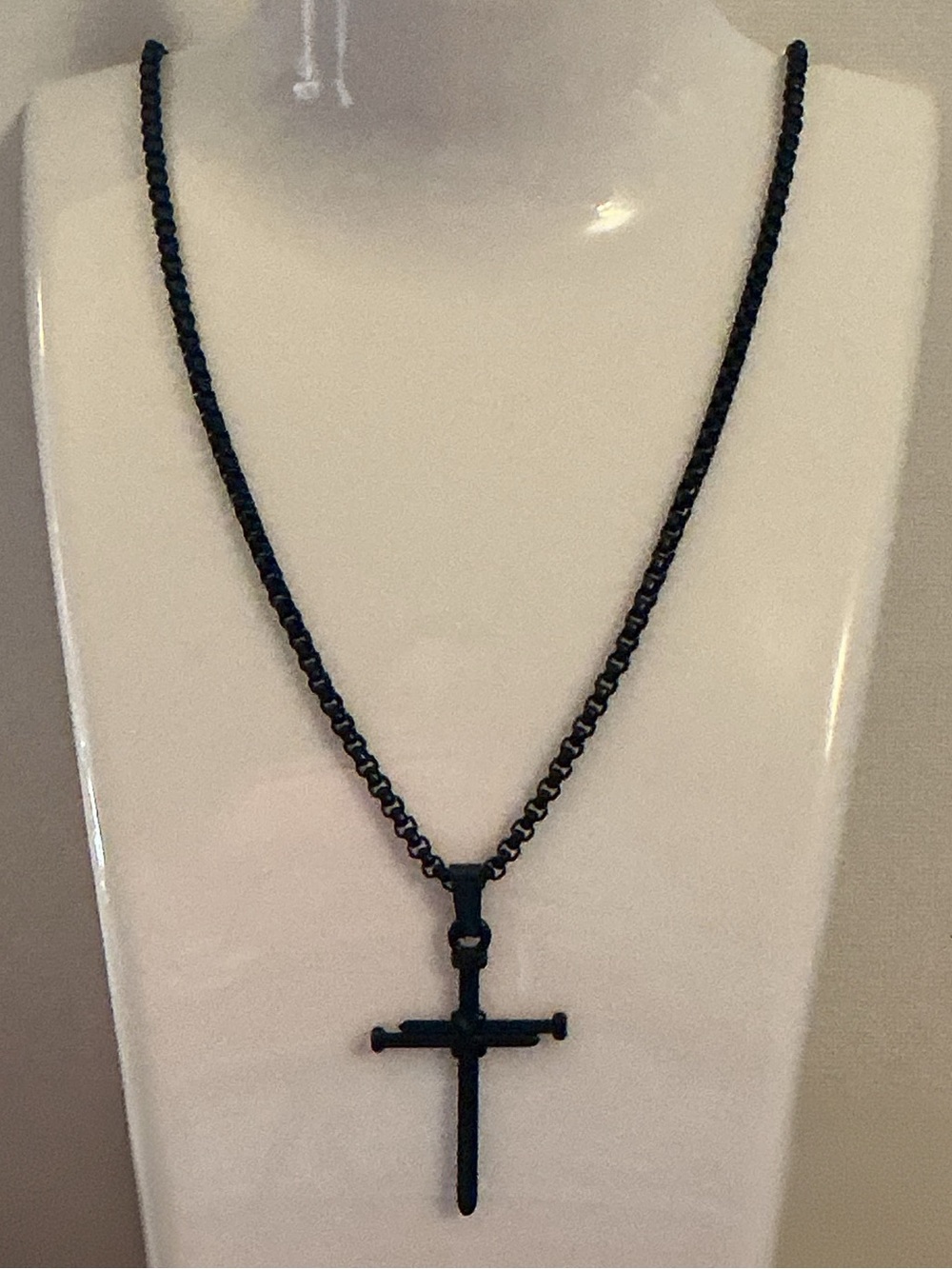 Black Three Nailed Cross Pendant 22” Necklace for Men - nwot